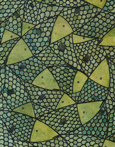 Green Gold Sardines | Framed Giclee Print on Canvas